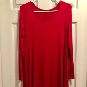 Red long sleeve t-shirt dress